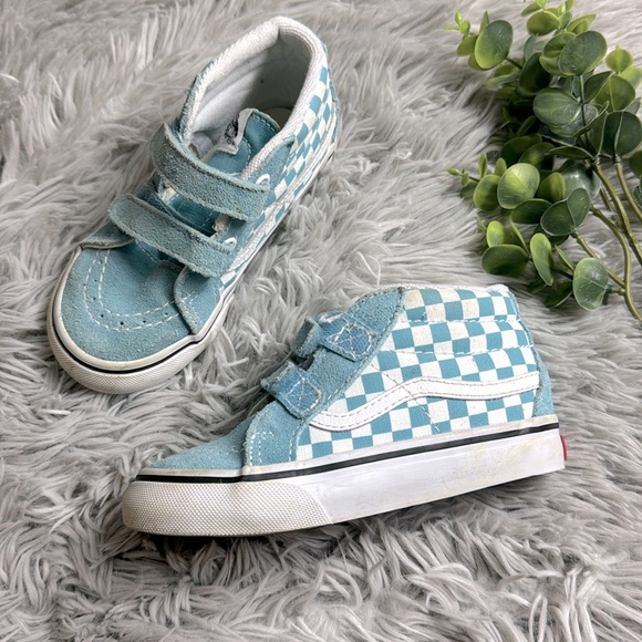 Vans Other - Vans old skool blue checkered high top sneakers toddler size 9